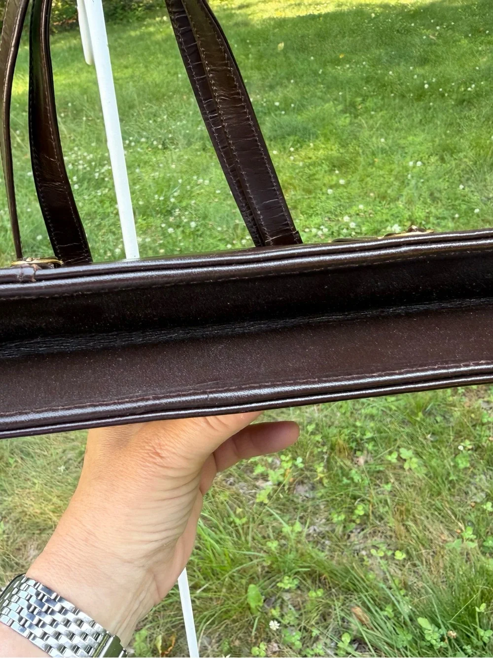 Vintage English Leather Shoulder Bag Brown Made in England Classic 60s 70s